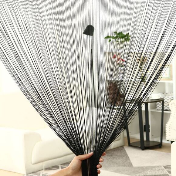 String Curtain Fringe Panel Thread Strip Backdrop Divider for Decor Black - Picture 3 of 6